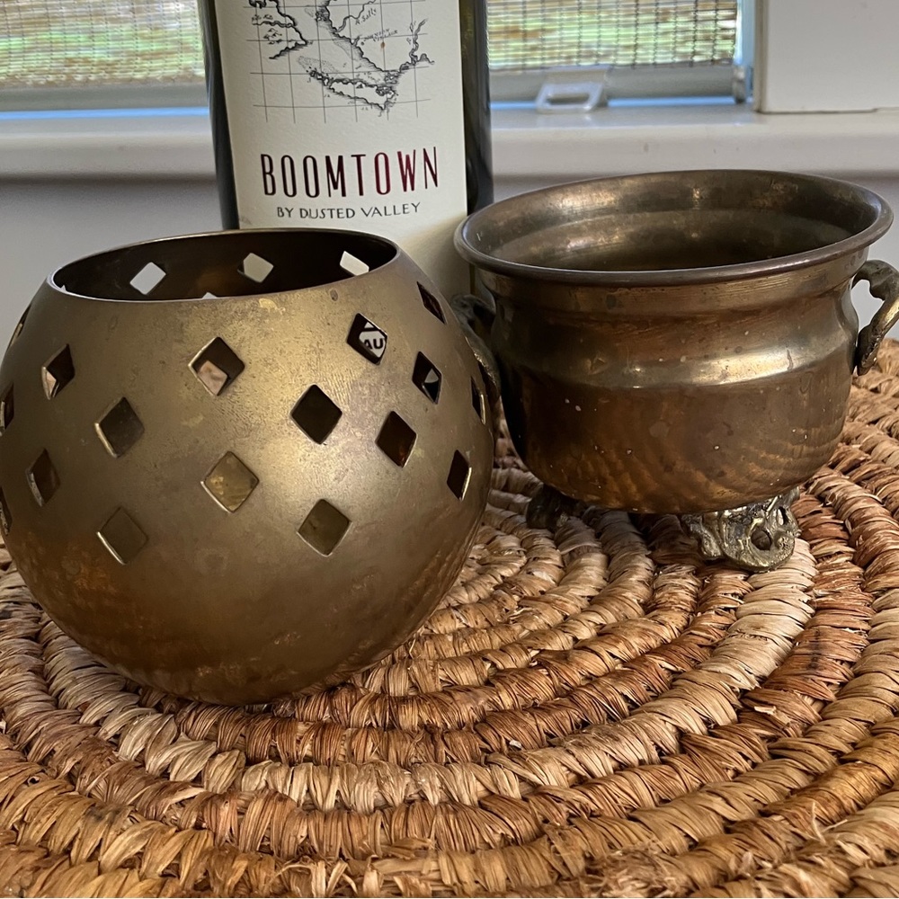 2 brass containers
